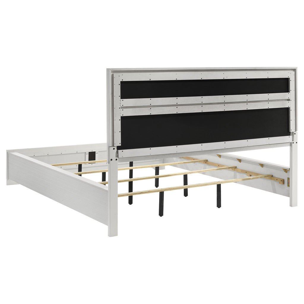 Miranda 54-inch Upholstered California King Panel Bed White