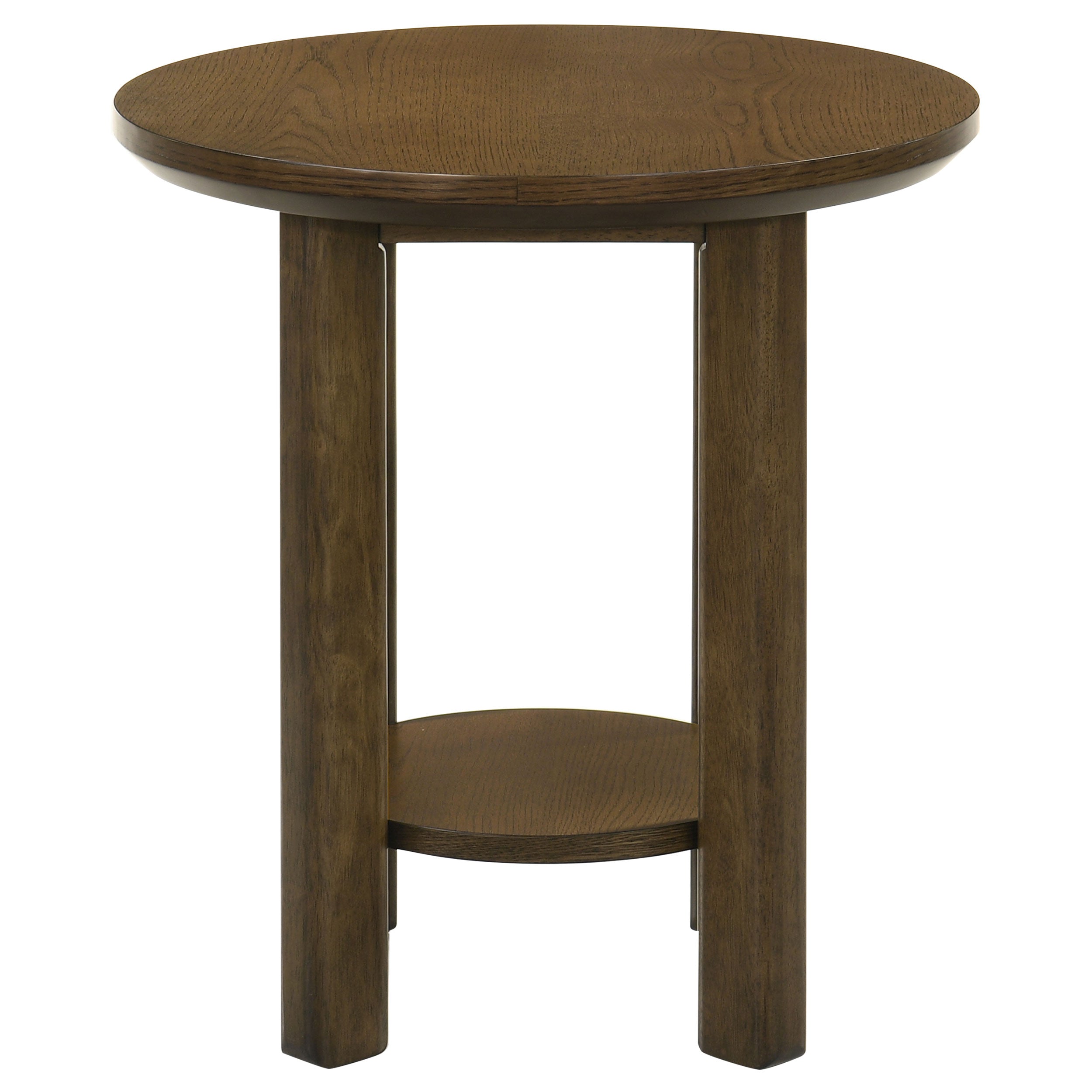 Ottowa 22-Inch Round Wood Side End Table with Shelf Brown
