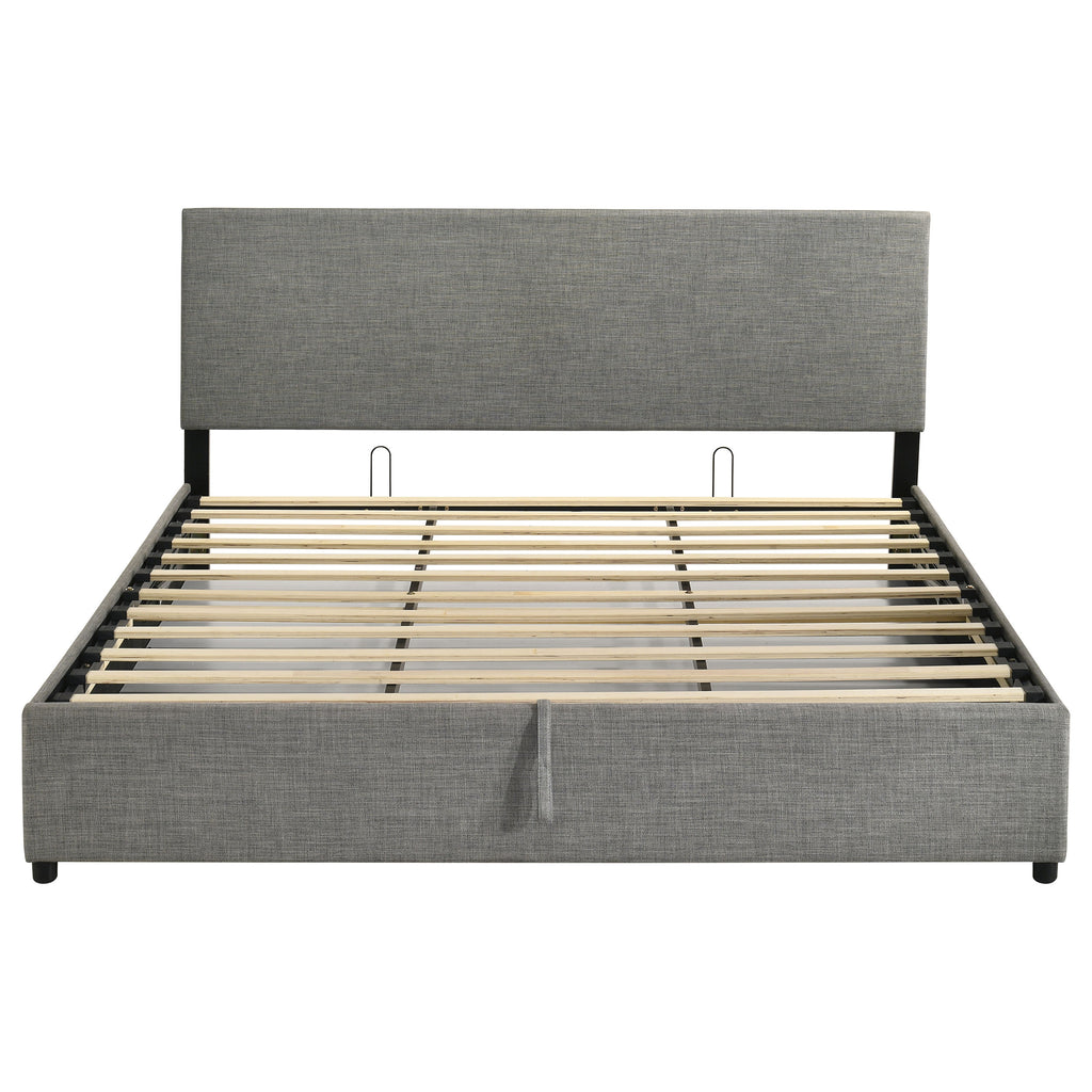 Reeves Upholstered Eastern King Lift-Top Storage Platform Bed Grey
