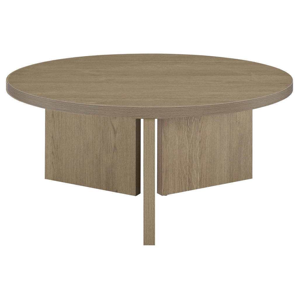 Aragon Round Panel Base Coffee Table Latte