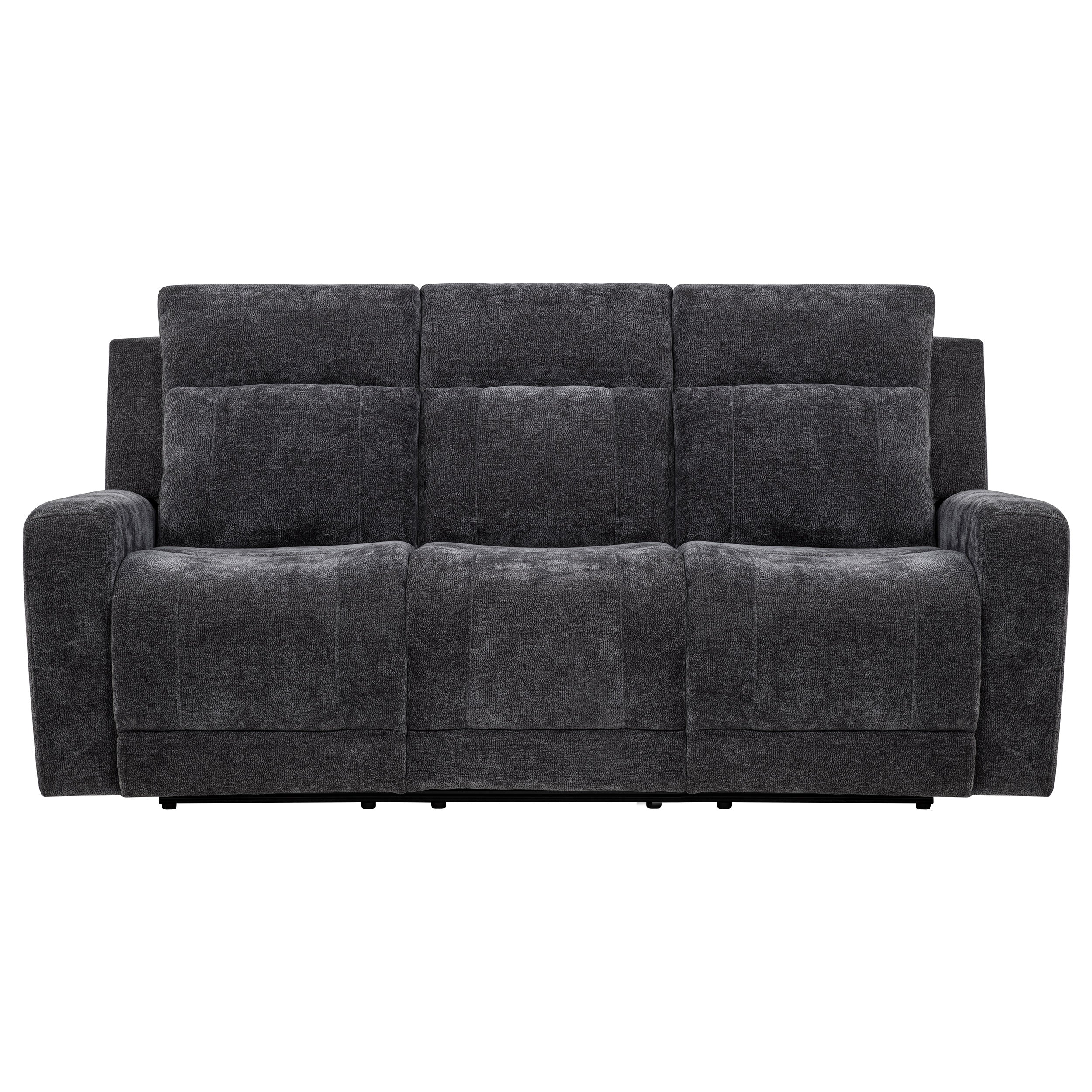 Kennett Chenille Upholstered Power Reclining Sofa Dark Grey