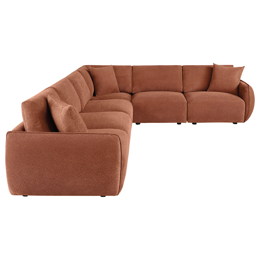 Elysia 6-piece Fabric Upholstered Modular Sectional Sofa Coral