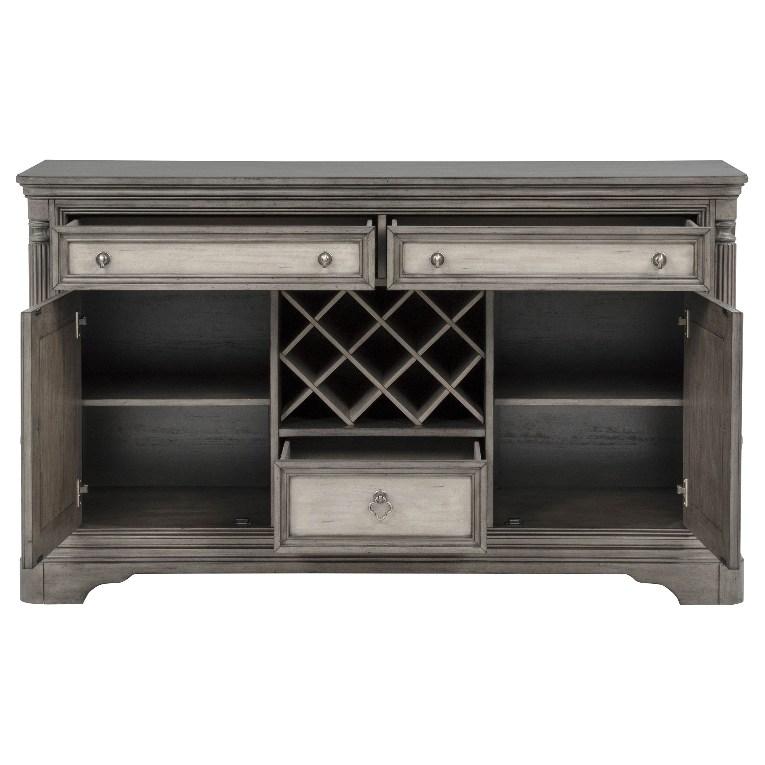Cresswell 2-door 3-drawer Wine Storage Buffet Weathered Taupe