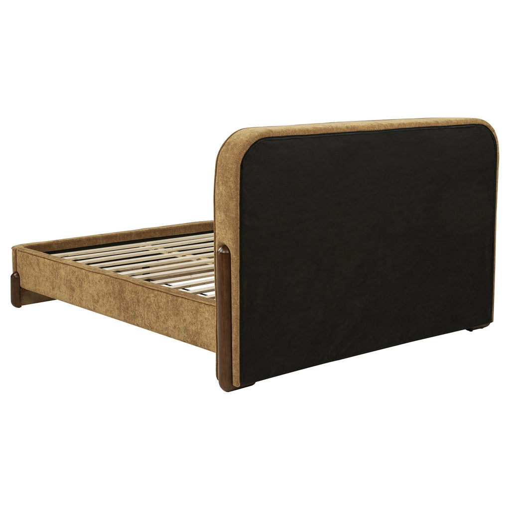 Baldacci Upholstered Queen Platform Bed Curry and Walnut