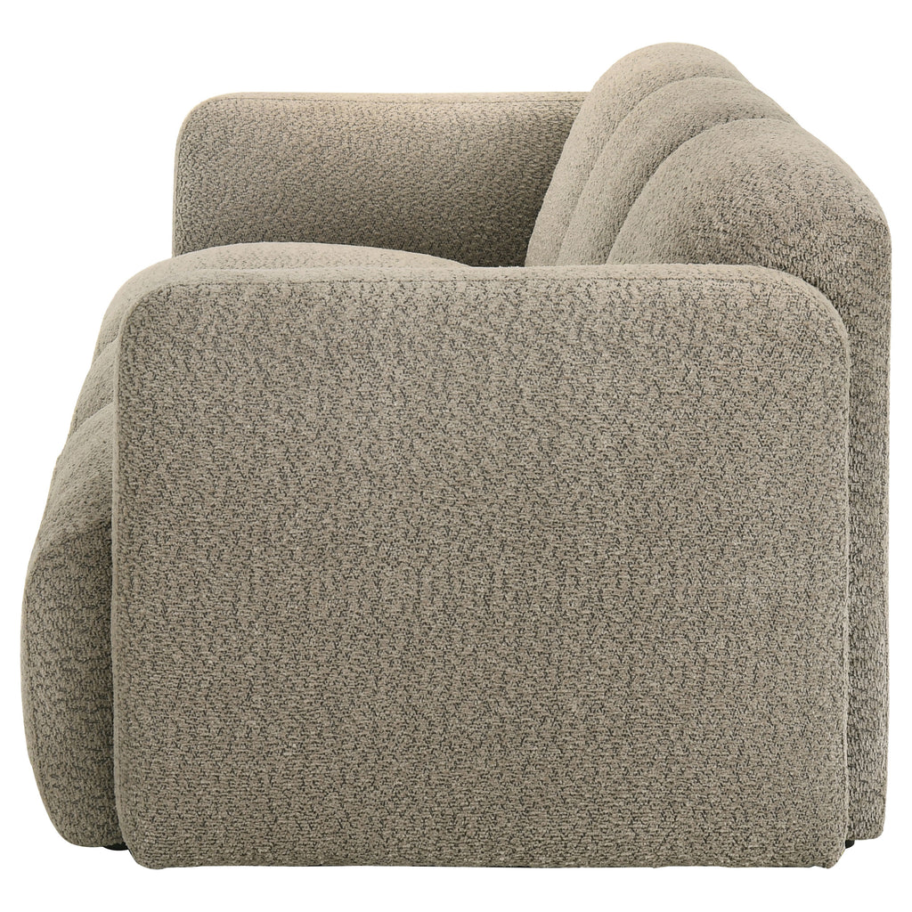 Dorset Fabric Upholstered Round Track Arm Sofa Brown