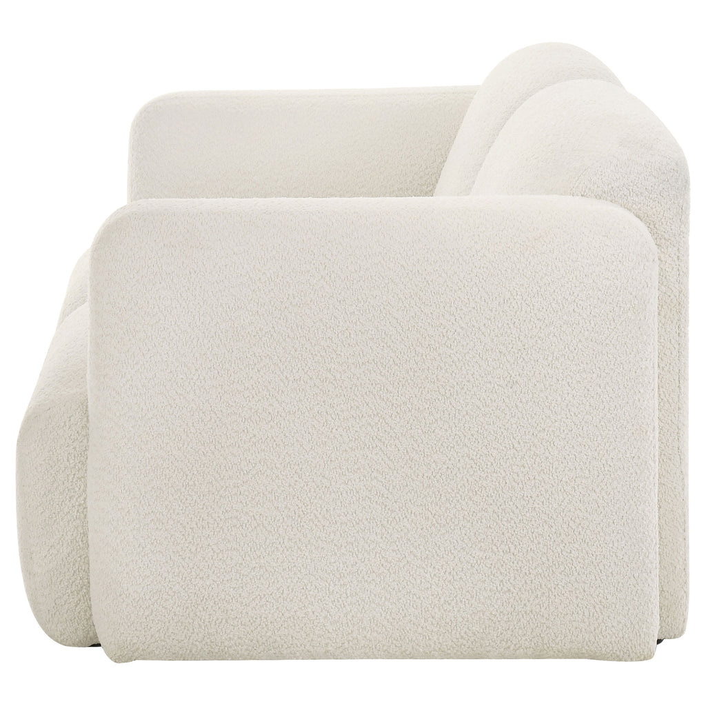 Dorset Fabric Upholstered Round Track Arm Loveseat White
