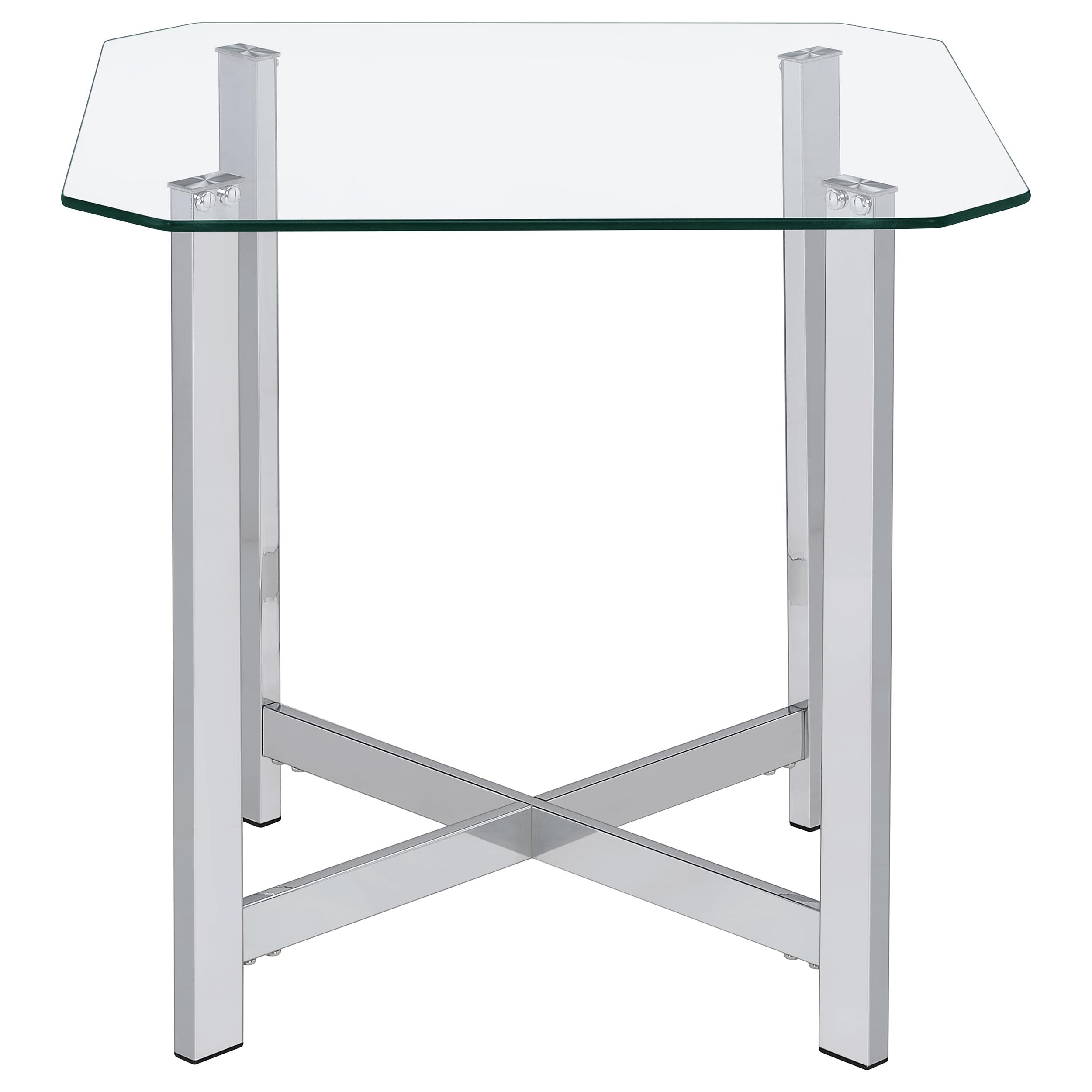 Cronin 2-piece Tempered Glass Top Coffee Table Set Chrome