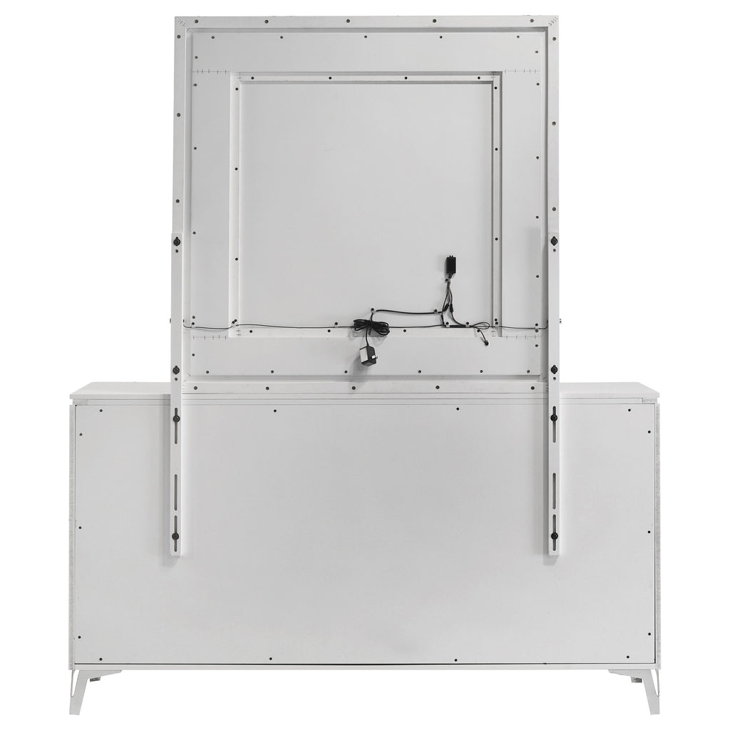 Cassia 6-drawer Dresser Cabinet with Mirror White High Gloss
