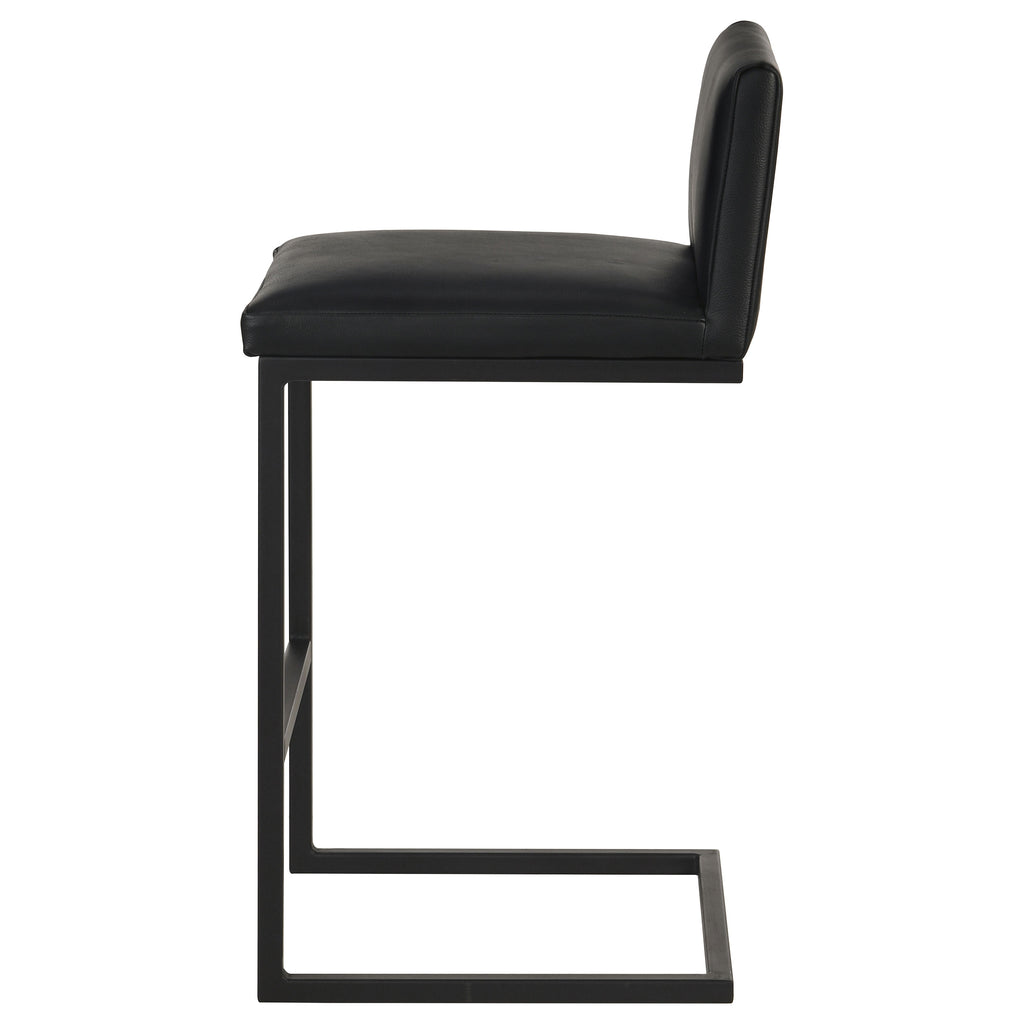 Vardon Genuine Leather Bar Stool Black (Set of 2)