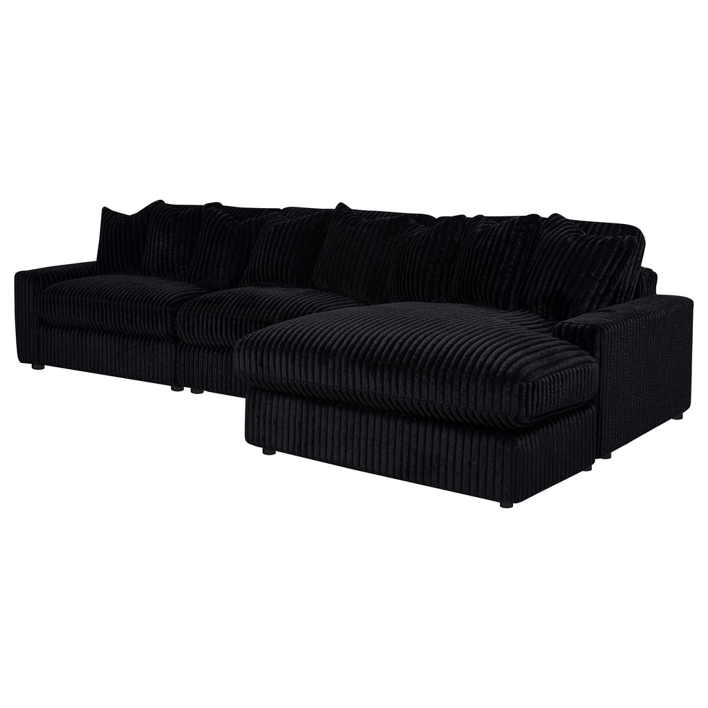 Blaine Upholstered Reversible Chaise Sectional Sofa Black