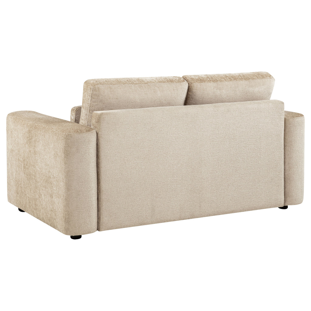 Amador 2-piece Chenille Upholstered Track Arm Sofa Set Camel