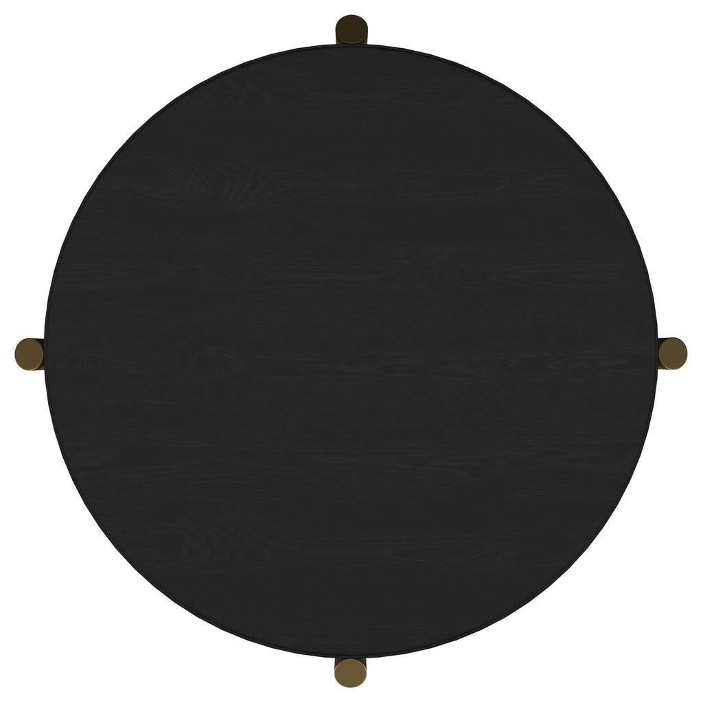 Arini Round End Side Table With Storage Shelf Black