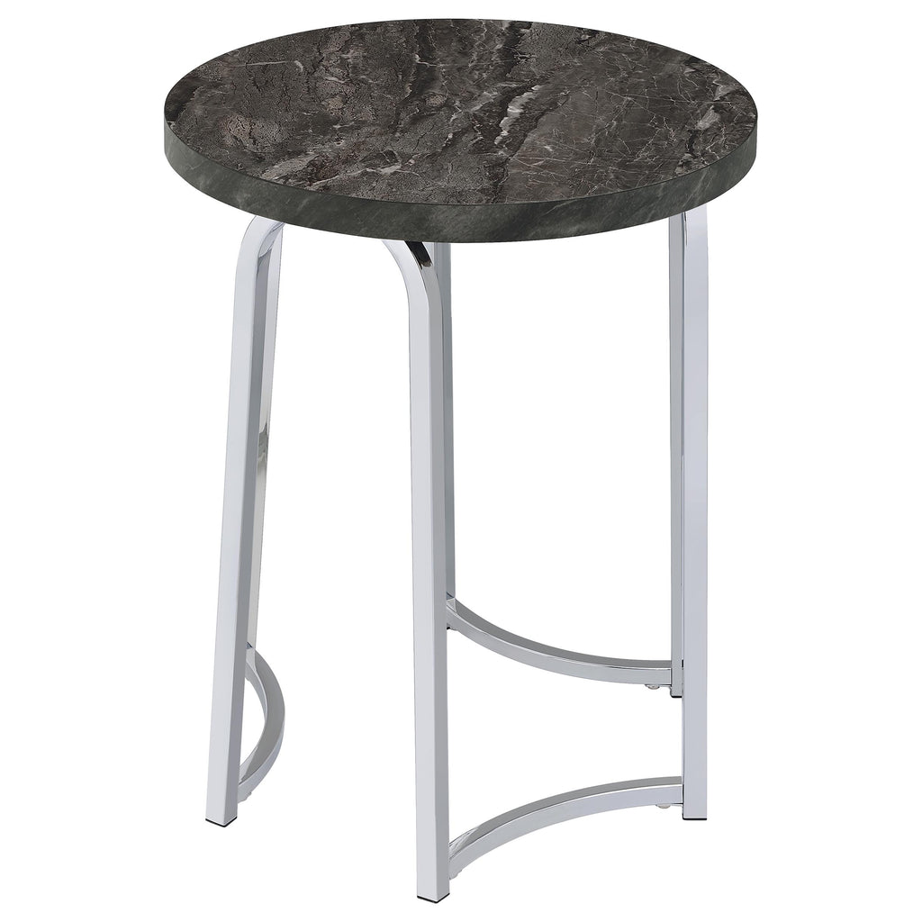 Barcelo Round Faux Marble Top Metal Side Table Grey