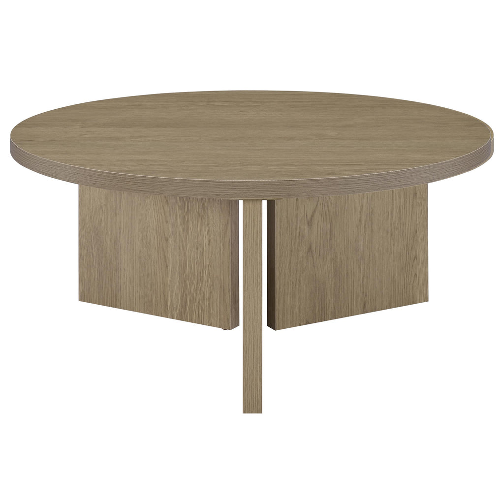 Aragon Round Panel Base Coffee Table Latte