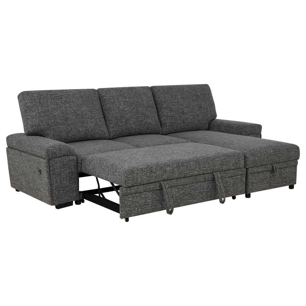 Demko Sleeper Sectional Sofa with Speaker and Storage Chaise Granite