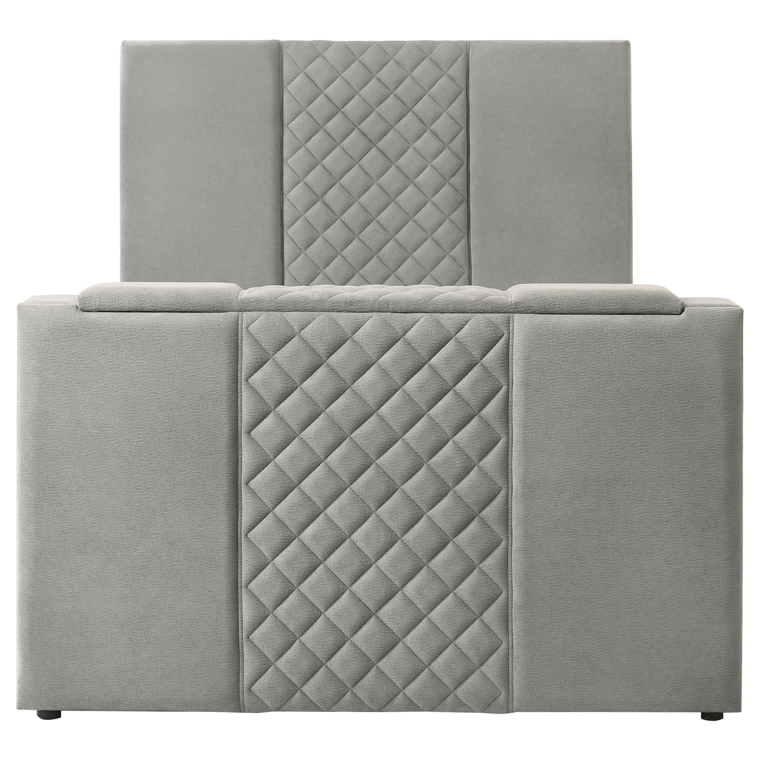 Tara 61-inch Upholstered Queen Panel TV Bed Grey