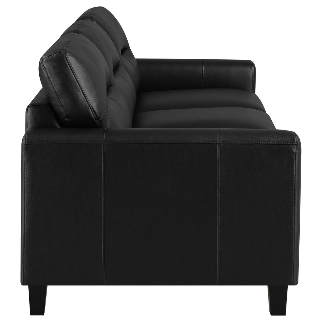 Scotland 2-piece Faux Leather Upholstered Sofa Set Black