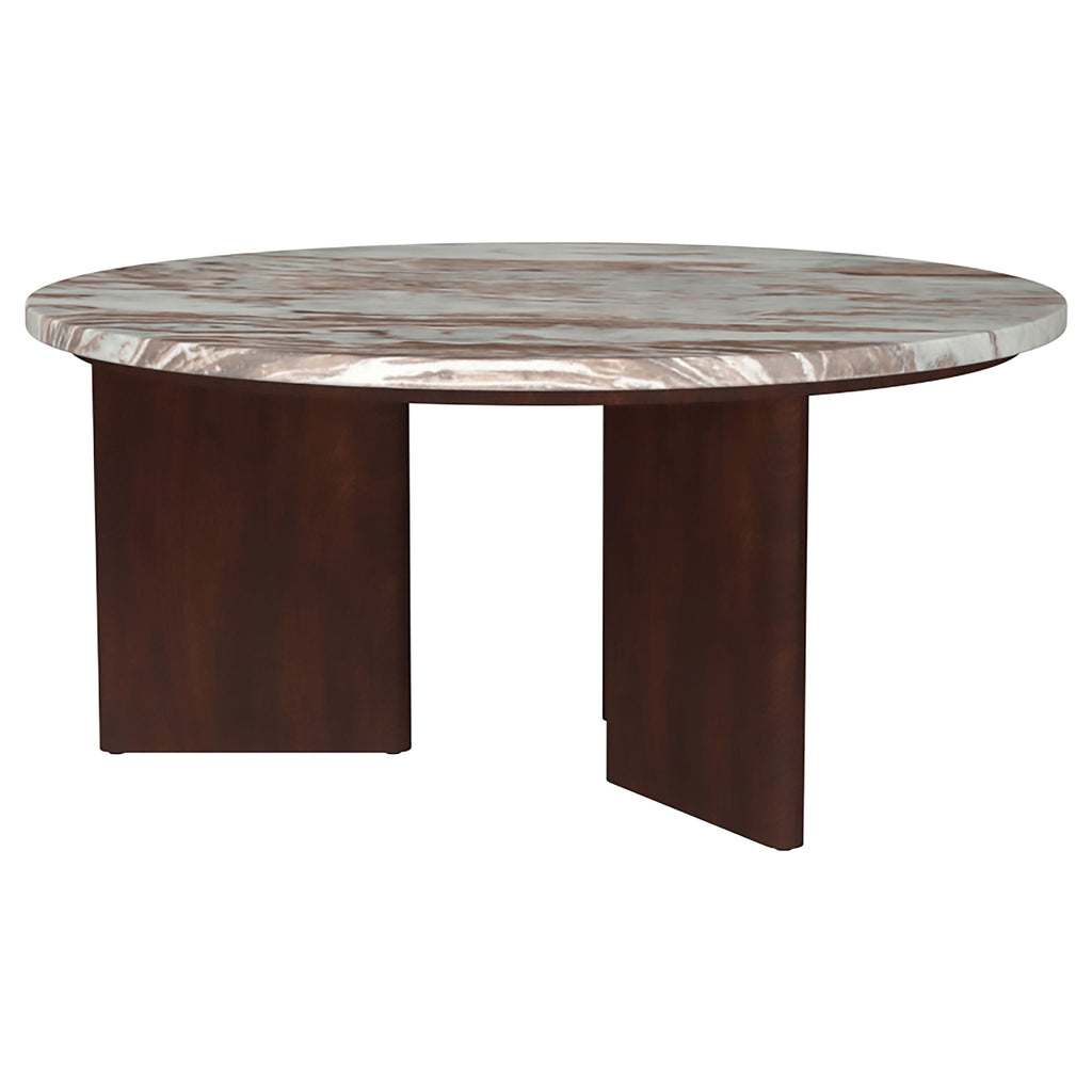 Jenna 3-piece Round Marble Top Coffee Table Set Brown
