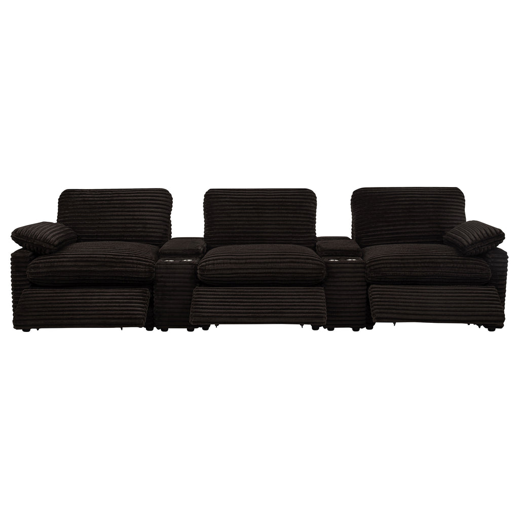Collins 5-Piece Power Reclining Home Theater Seating Chocolate Brown