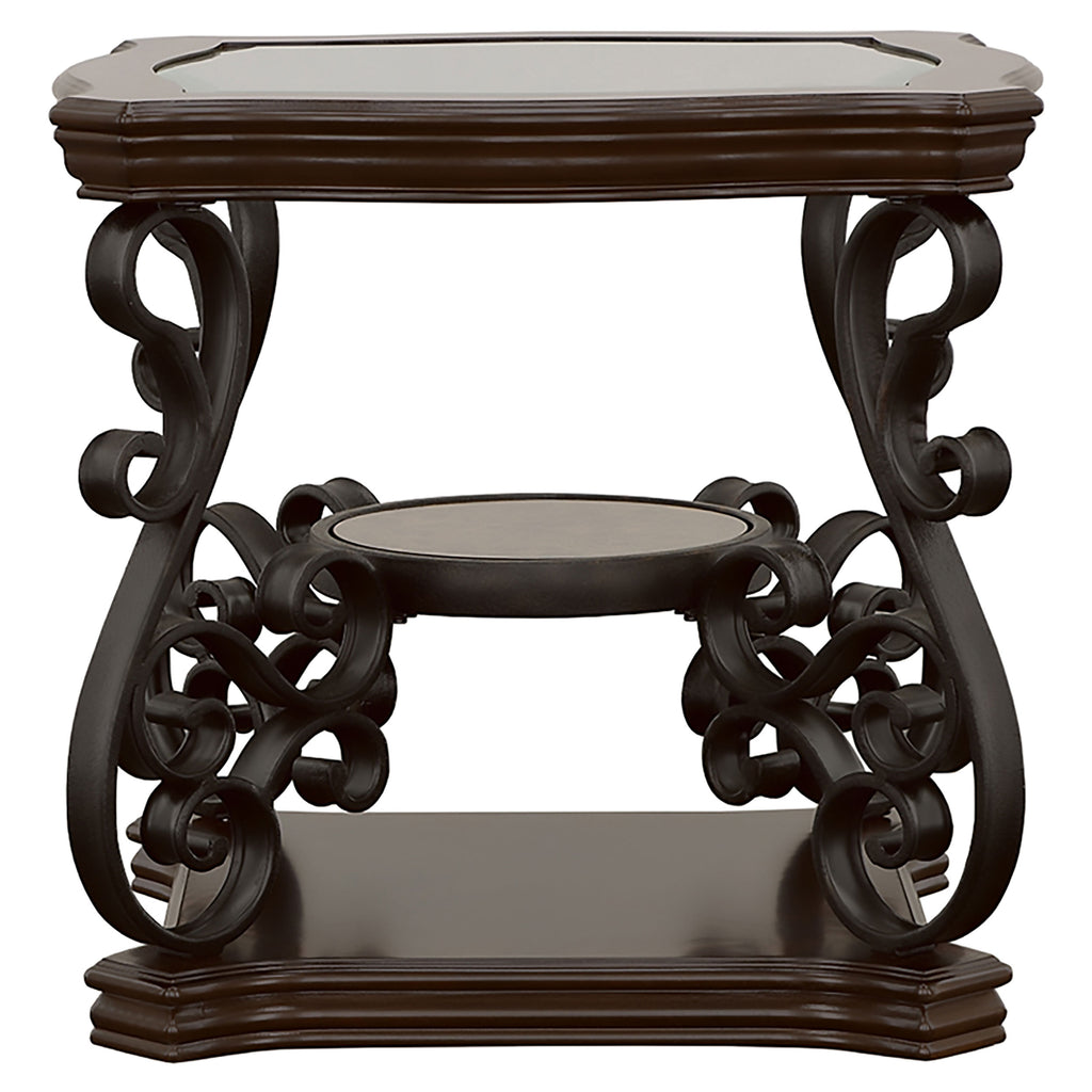 Laney 1-shelf Glass Top Square End Table Deep Merlot