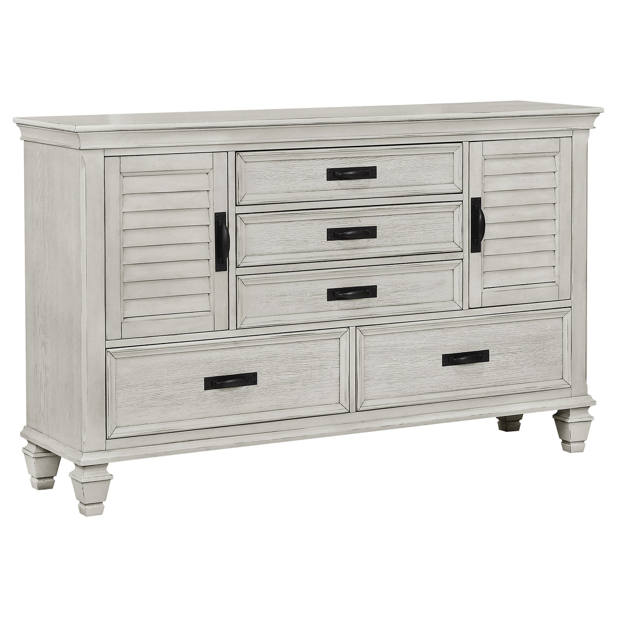 Franco 5-piece Queen Bedroom Set Distressed White