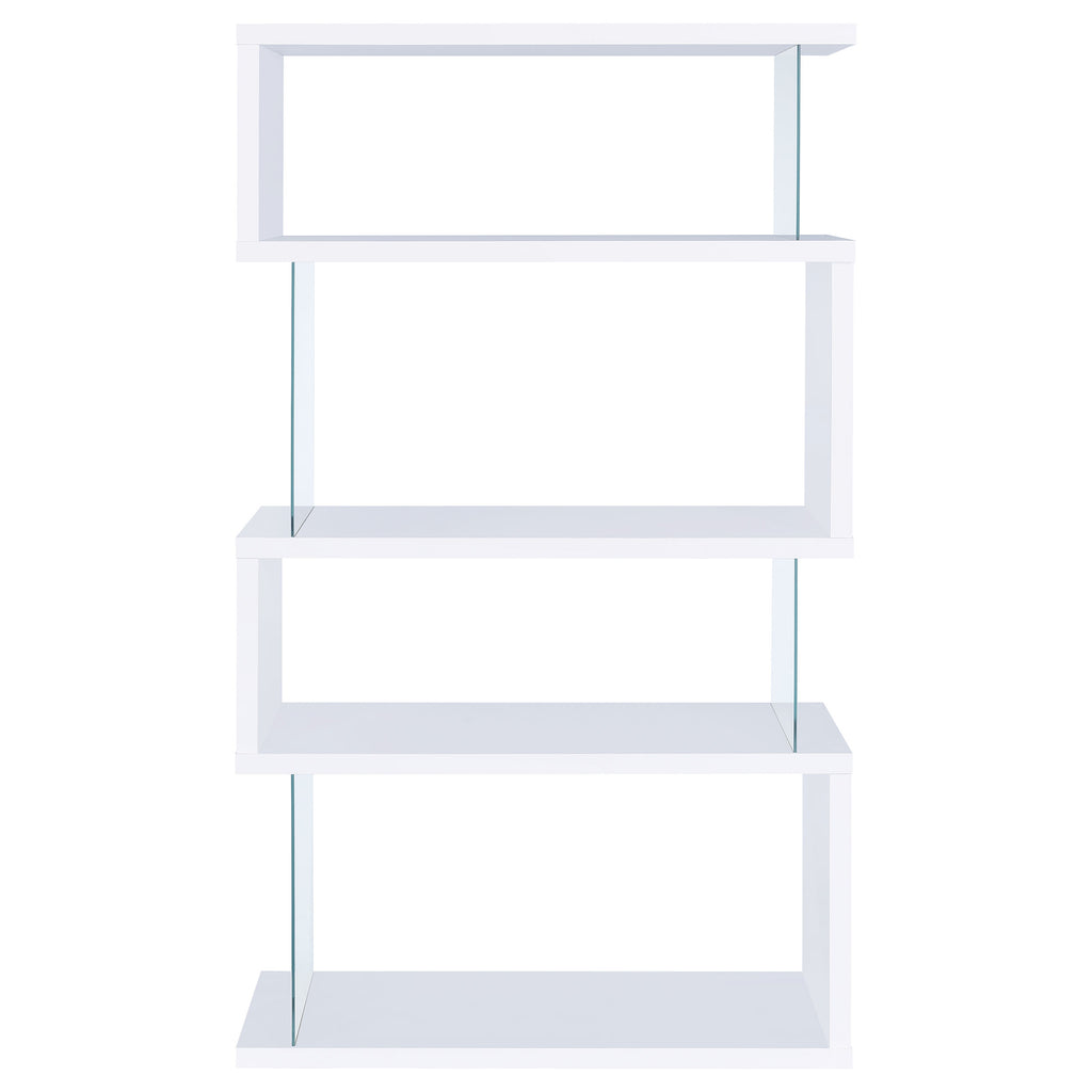 Emelle 63-inch 4-shelf Glass Panel Bookshelf White