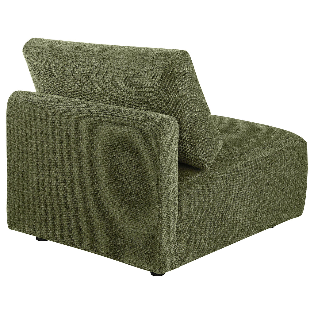 Elysia Fabric Upholstered Modular Armless Chair Green