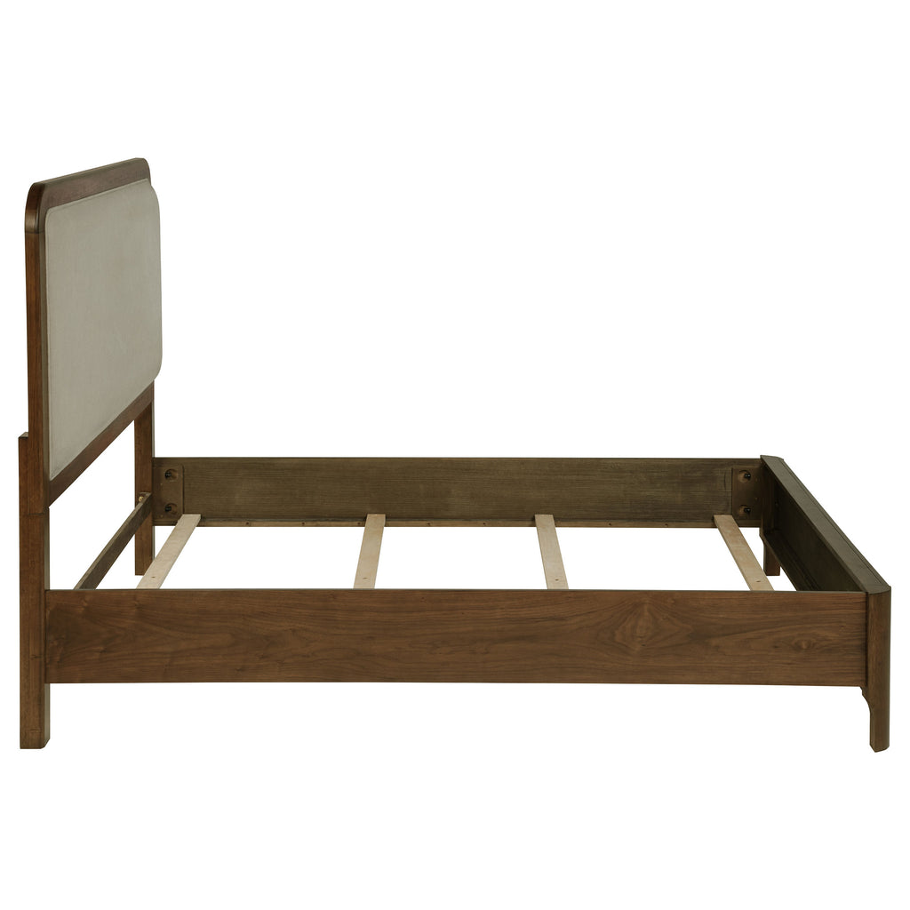 Maderia 57-inch Upholstered Queen Panel Bed Walnut