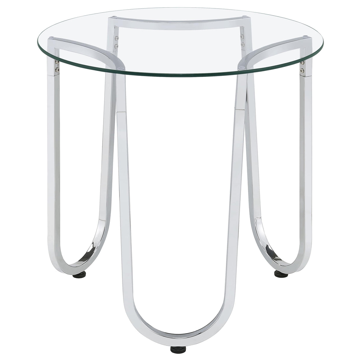 Beller 2-piece Round Tempered Glass Top Coffee Table Set Chrome
