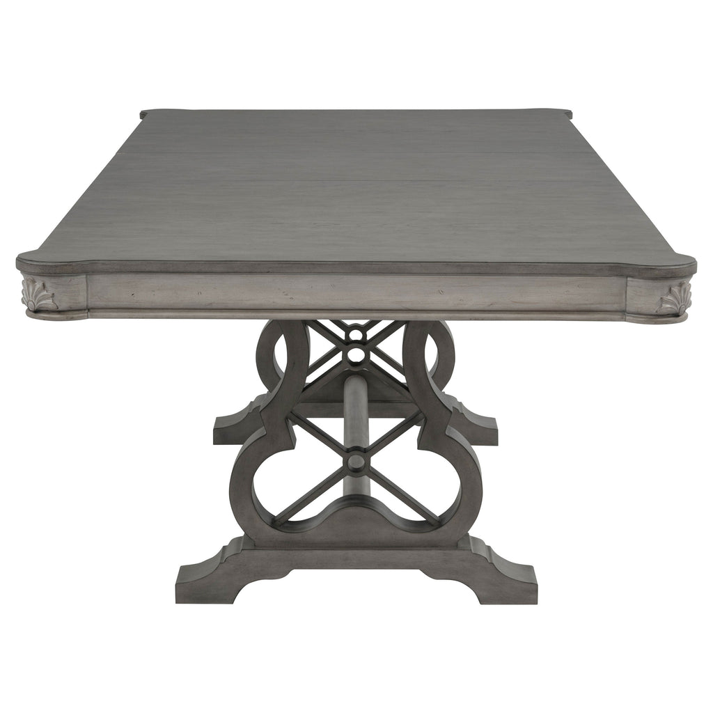 Cresswell 104-inch Double Pedestal Extension Dining Table Weathered Taupe