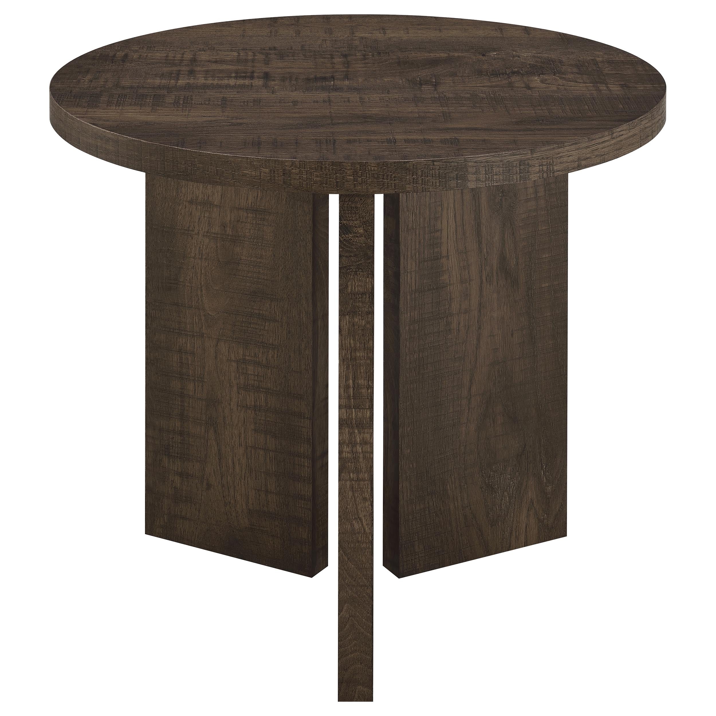 Aragon Round Panel Base End Table Dark Rustic Mango