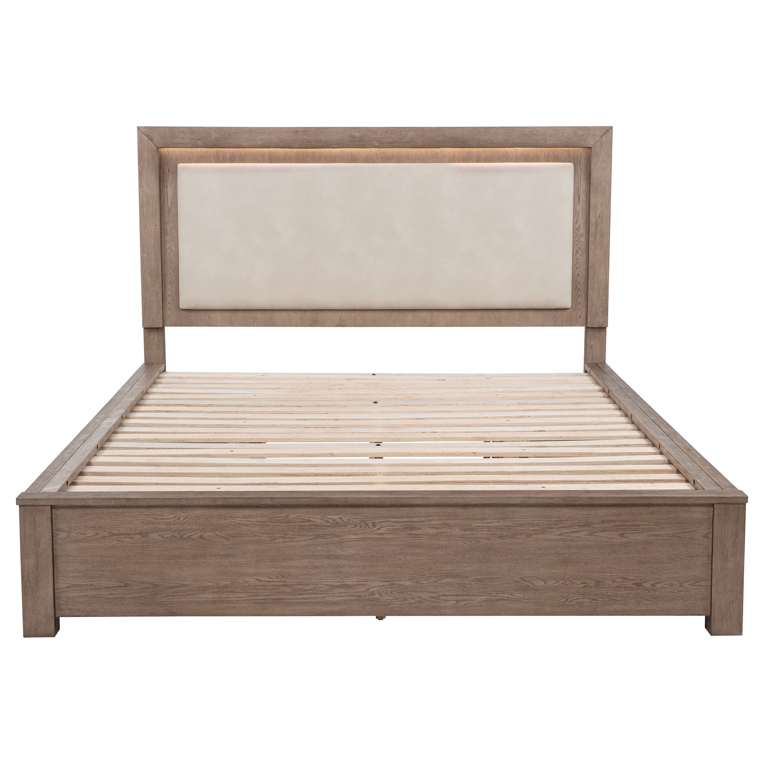 Kenora 56-inch California King LED Storage Bed Barley Brown
