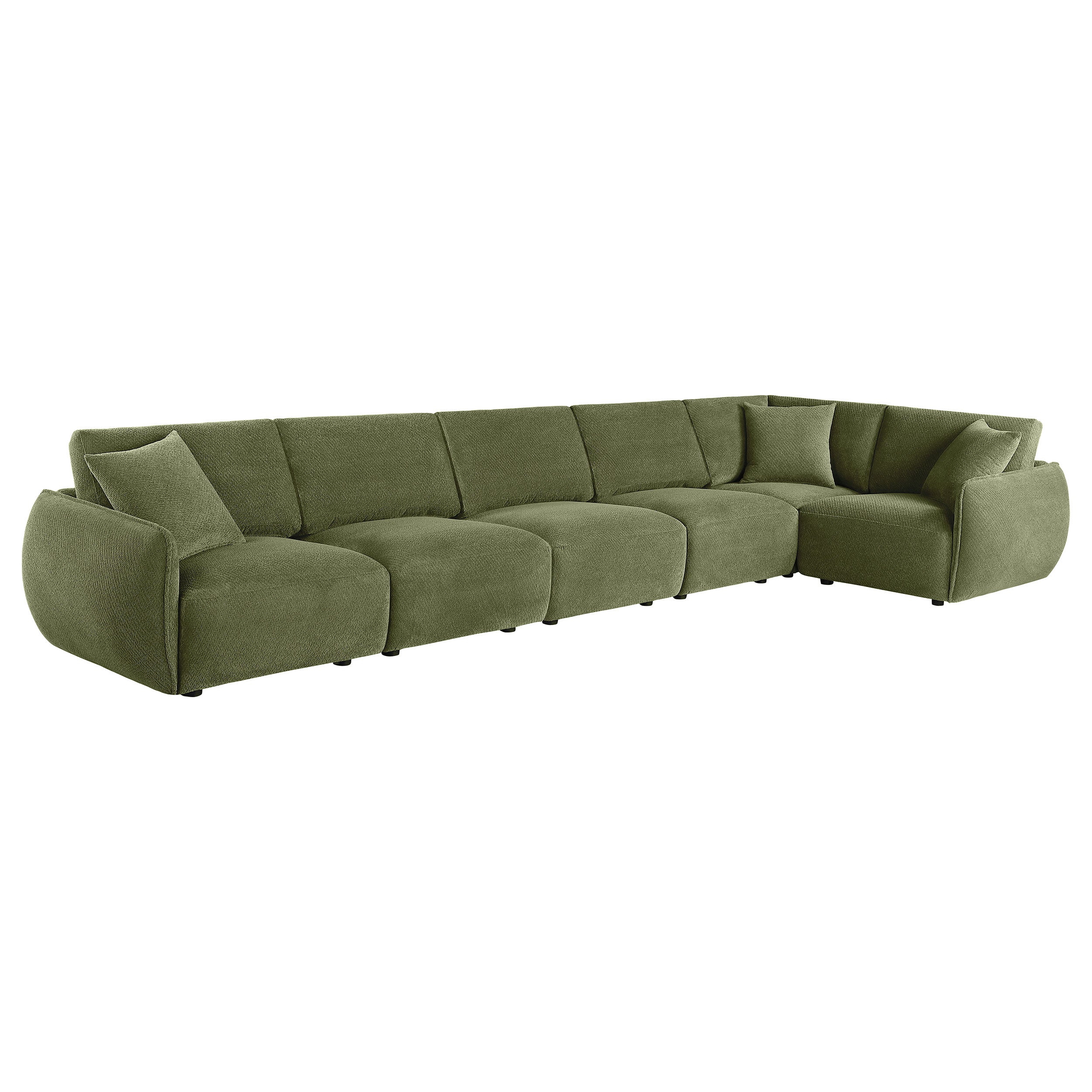 Elysia 6-piece Fabric Upholstered Modular Sectional Sofa Green