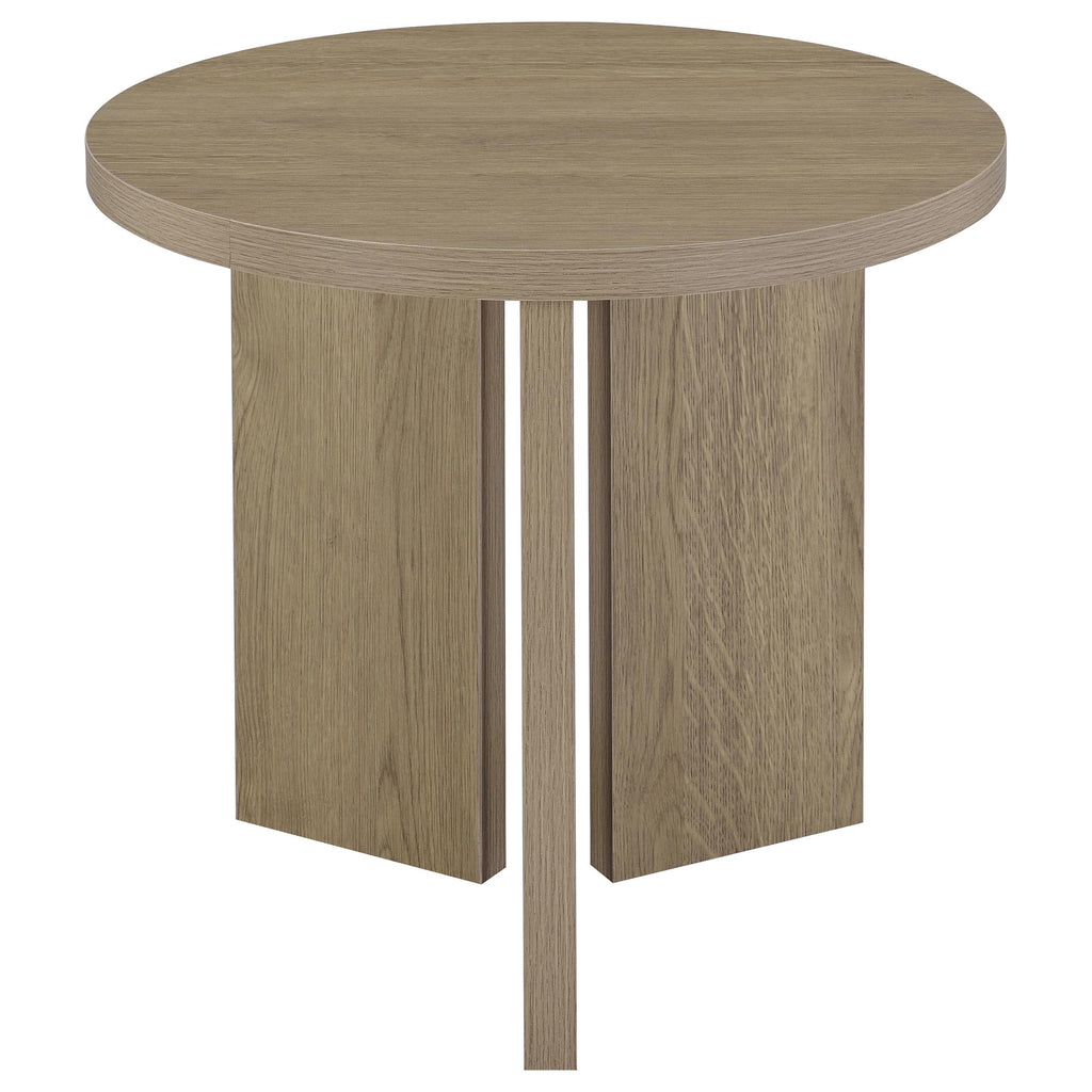 Aragon Round Panel Base End Table Latte