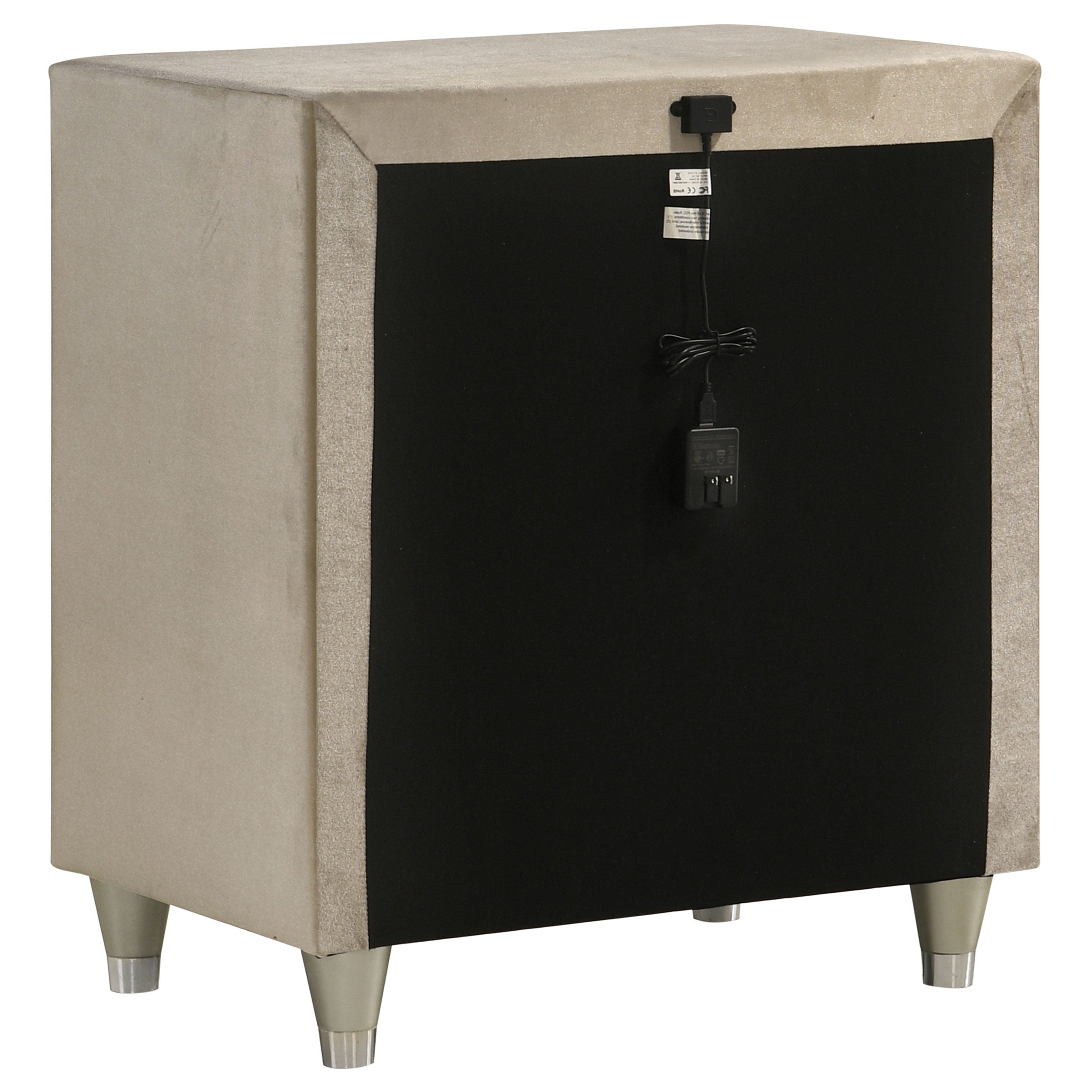 Antonella Upholstered 3-drawer Nightstand Ivory and Camel