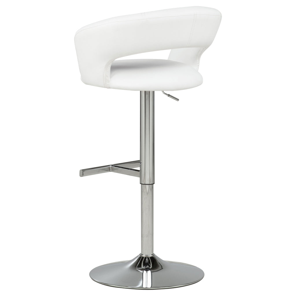 Travia Adjustable Leatherette Swivel Bar Stool White and Chrome
