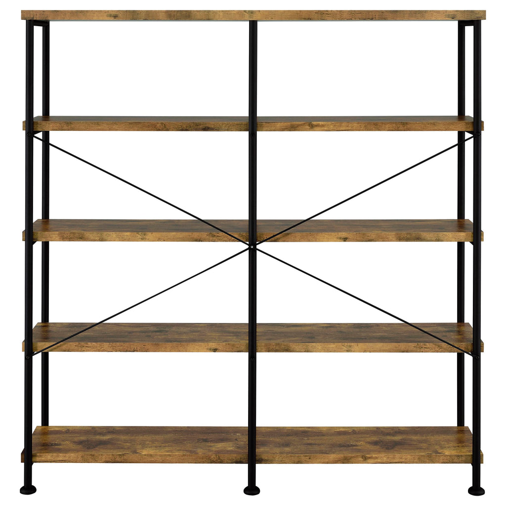 Analiese 63-inch 4-shelf Double Bookshelf Rustic Nutmeg