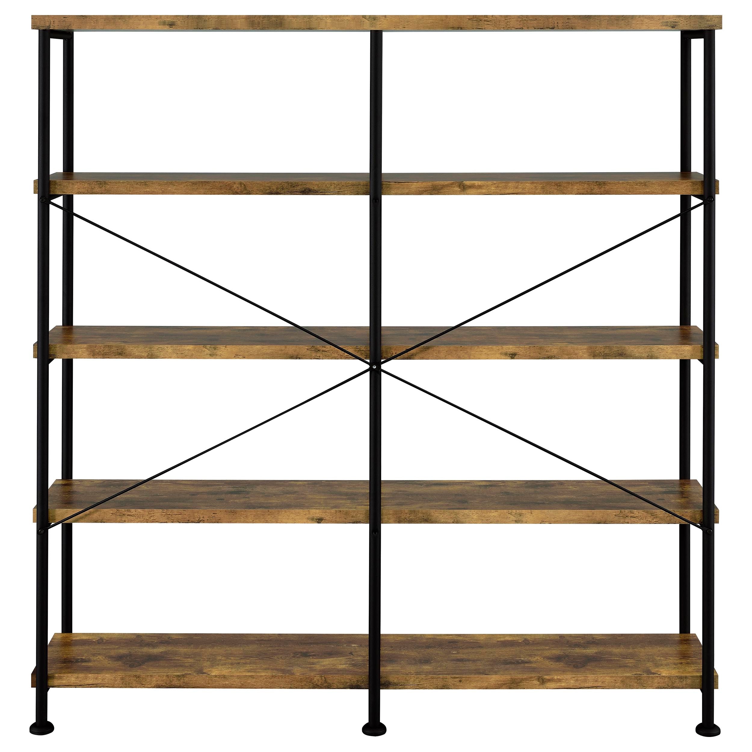 Analiese 63-inch 4-shelf Double Bookshelf Rustic Nutmeg