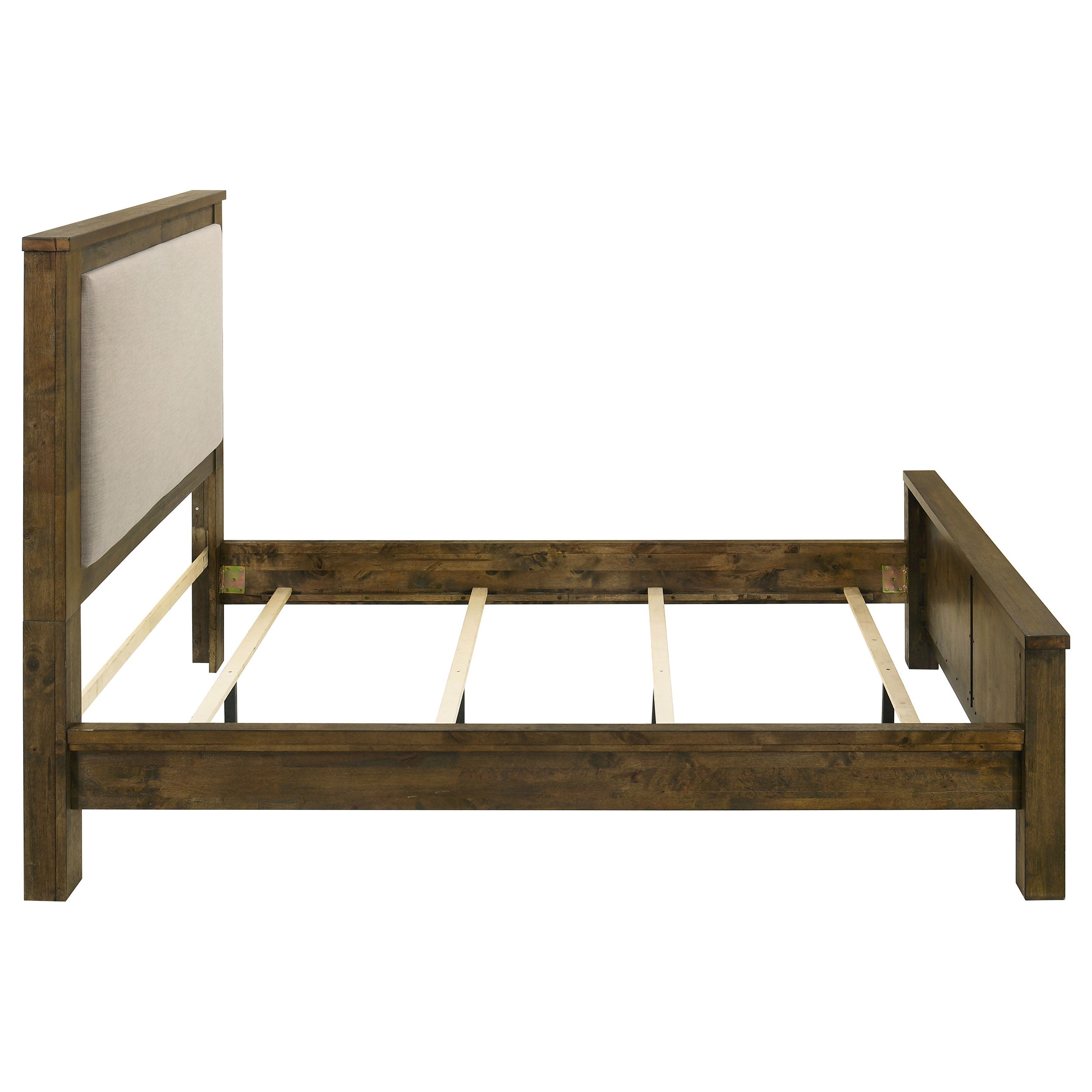 Doherty Queen Linen Upholstered Panel Bed Rustic Brown