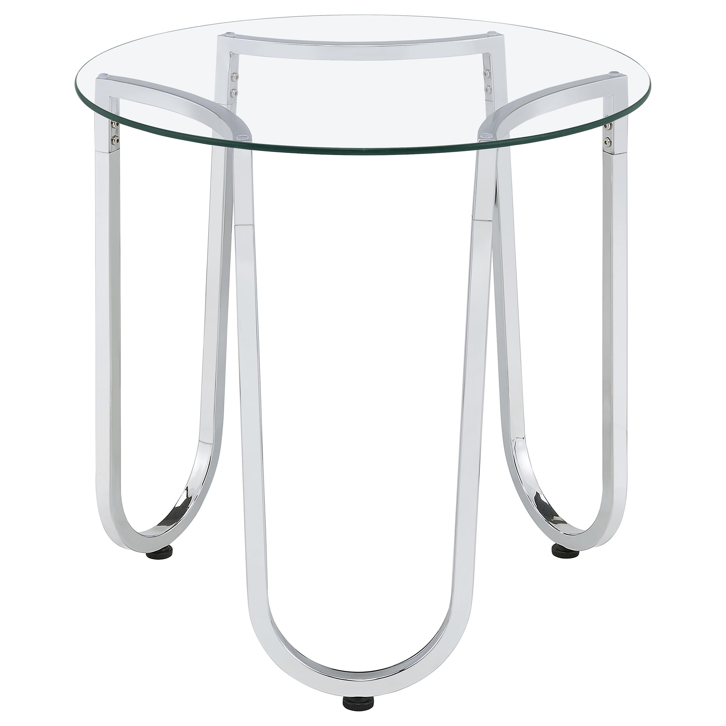 Beller 3-piece Round Tempered Glass Top Coffee Table Set Chrome