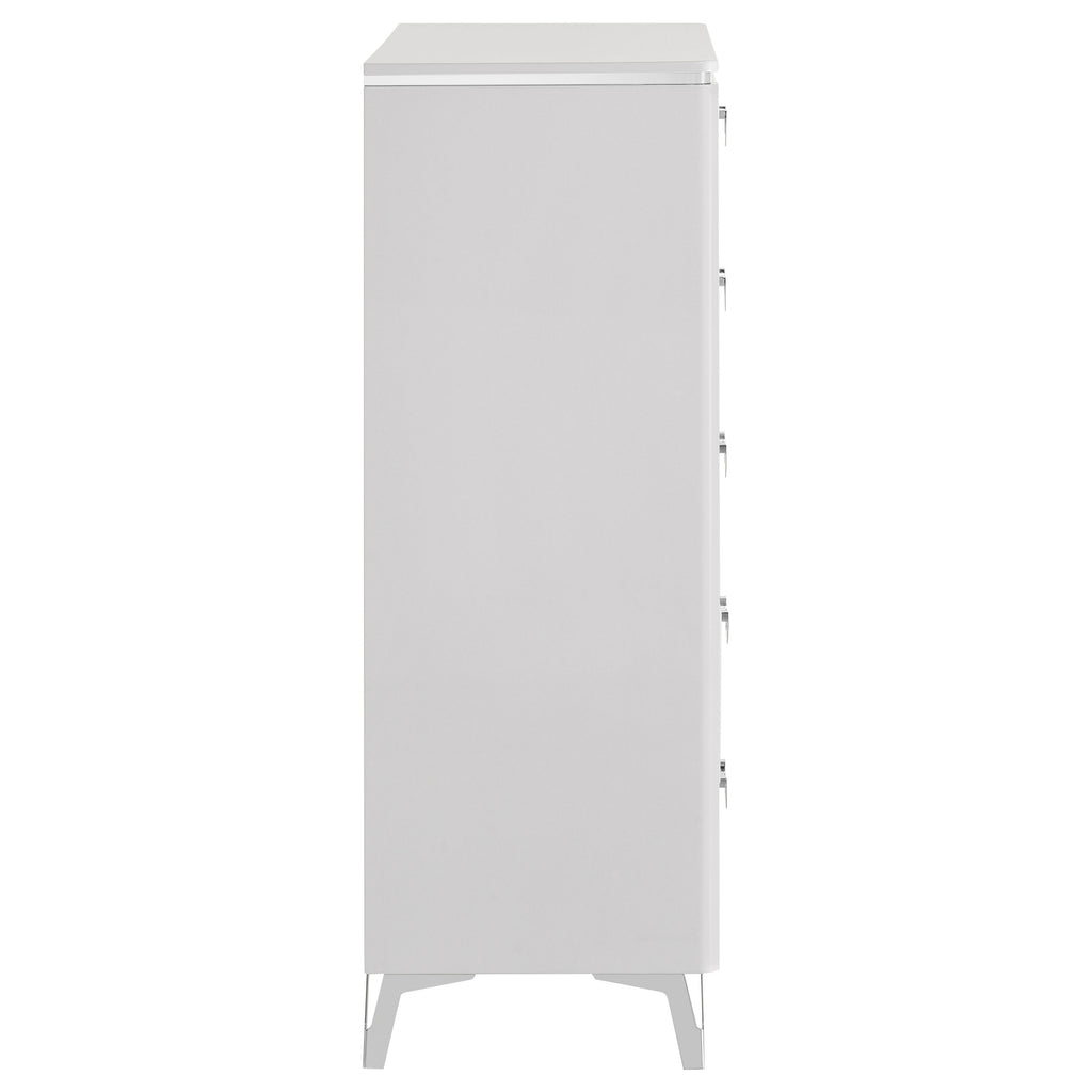Cassia 5-drawer Bedroom Chest of Drawers White High Gloss