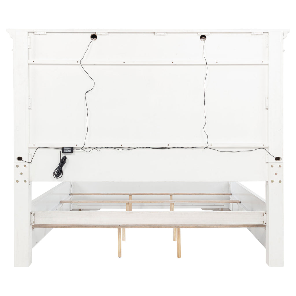 McKinney Eastern King LED Light Panel Bed Vintage White
