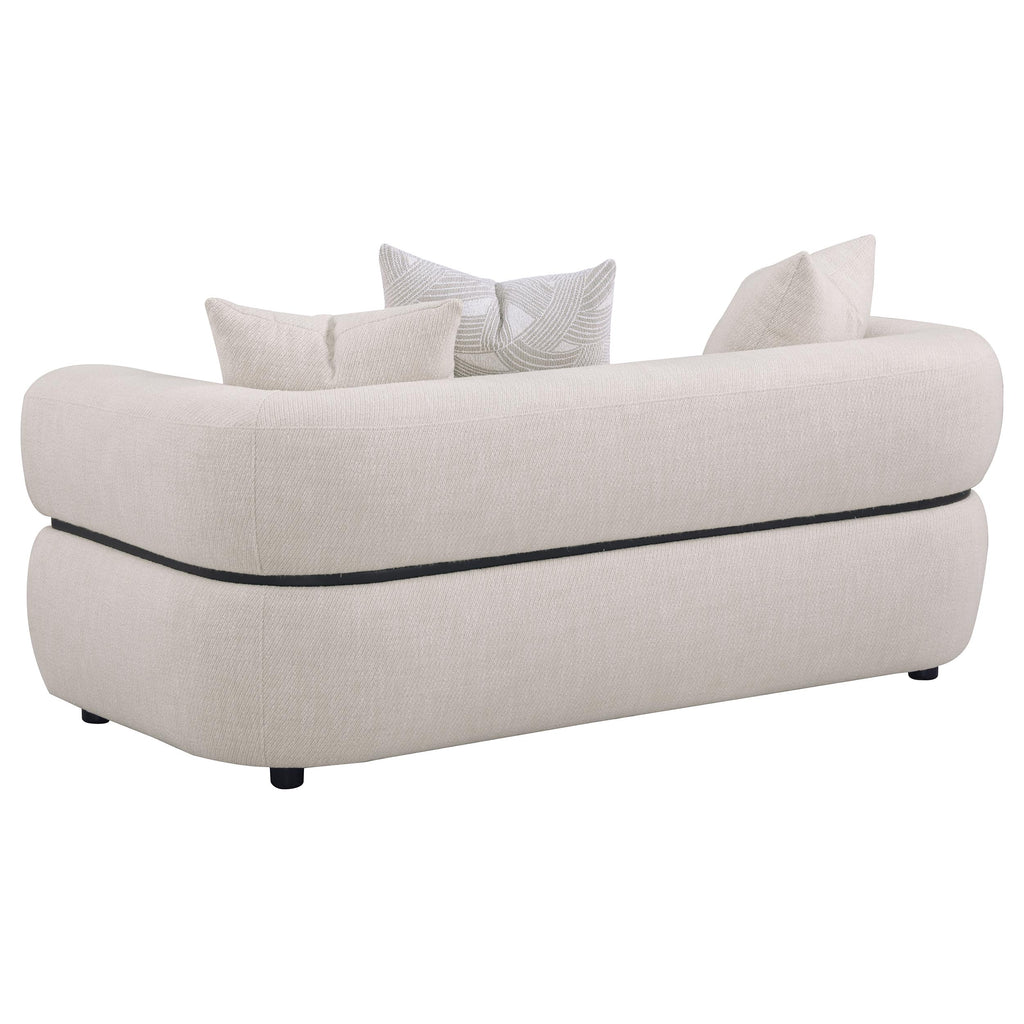 Jeanette 73-inch Fabric Upholstered Round Arm Loveseat Beige