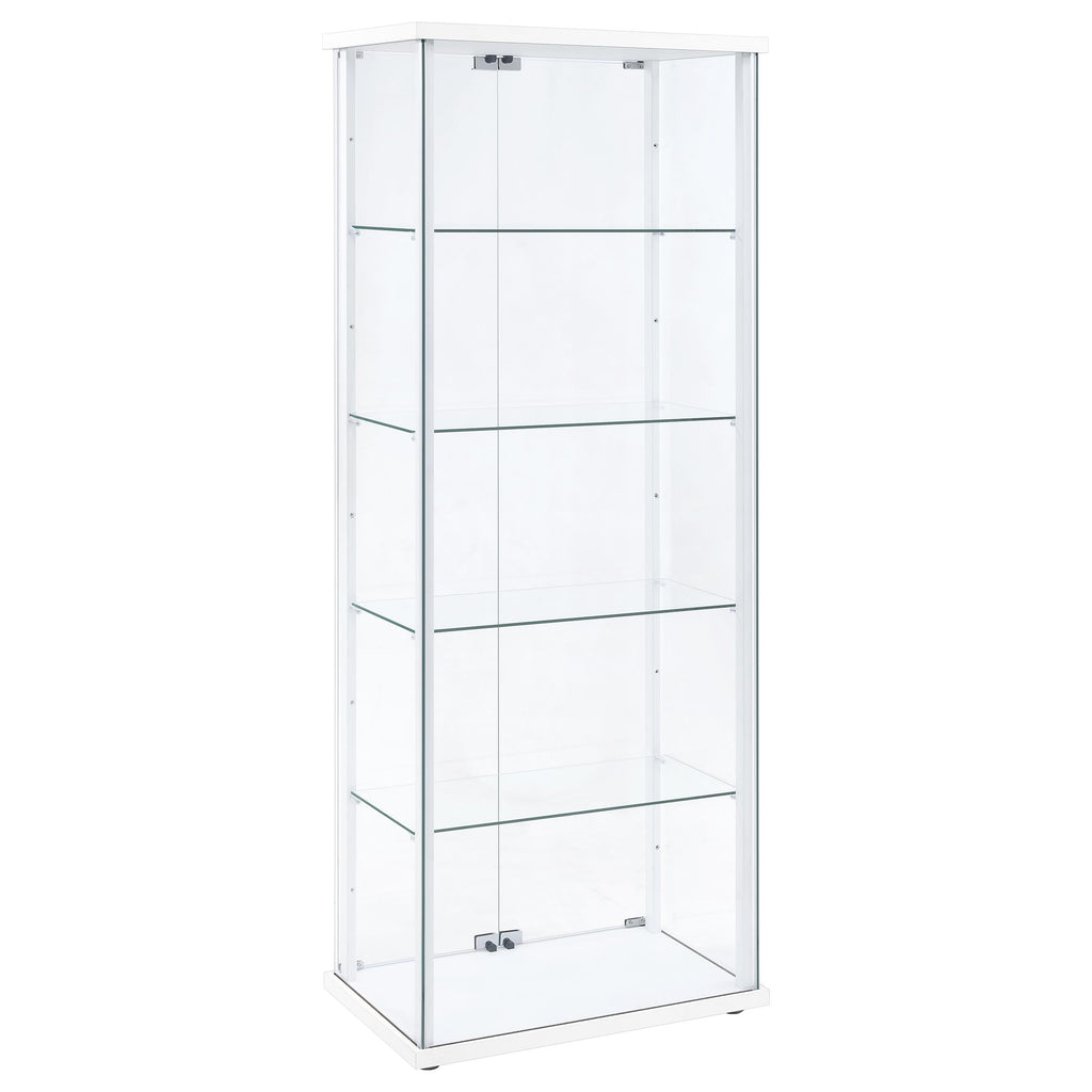 Delphinium 4-Shelf Clear Glass Curio Display Cabinet White