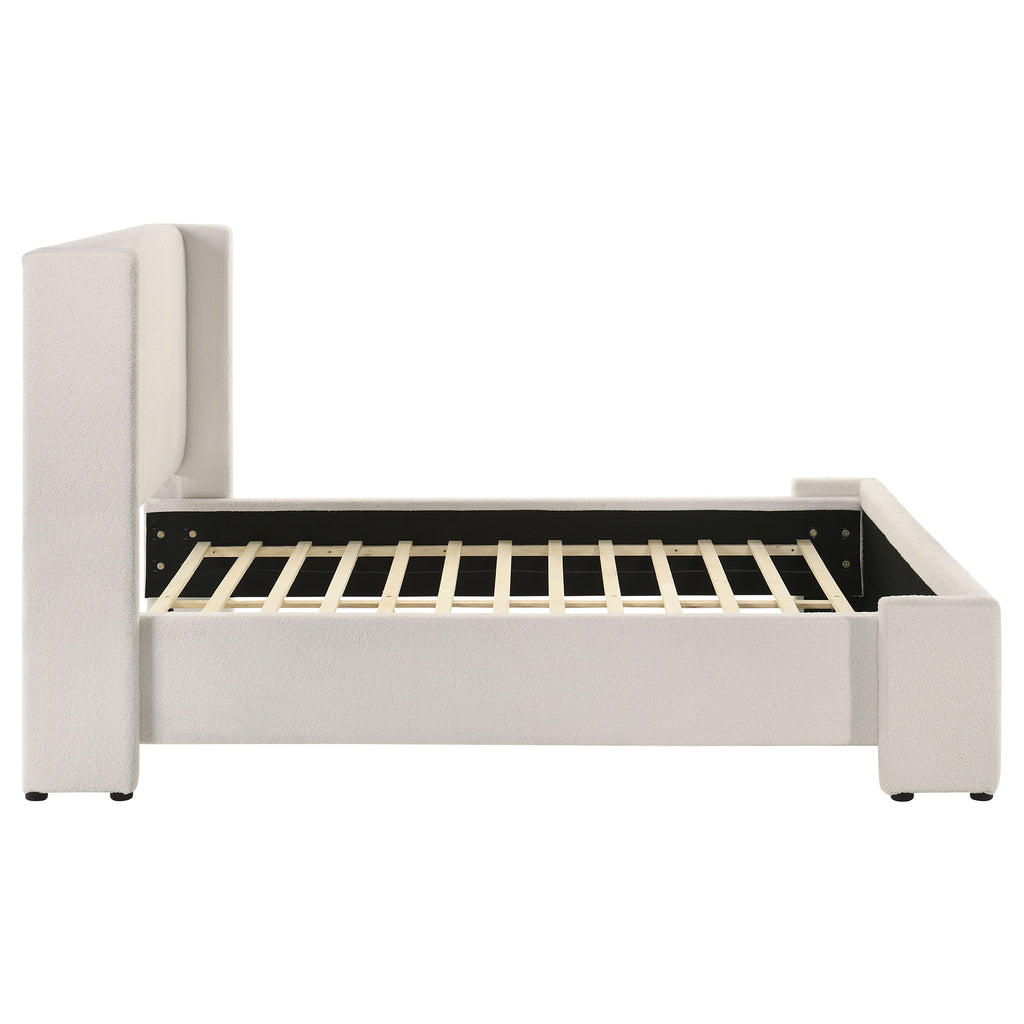 Alamosa Boucle Upholstered Queen Wingback Bed White