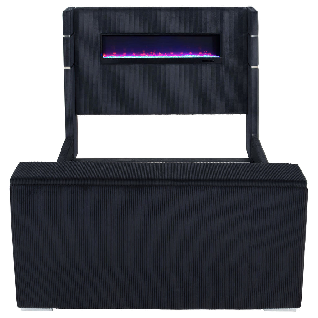 Tisdall Eastern King Flame Visualizer Wingback TV Bed Black
