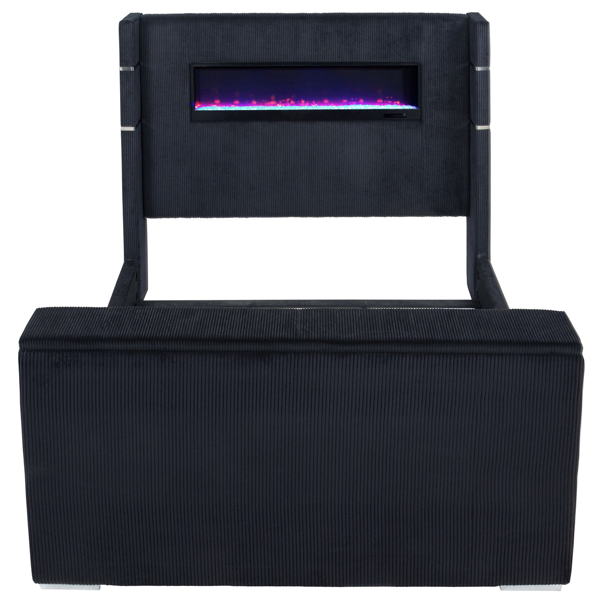 Tisdall Eastern King Flame Visualizer Wingback TV Bed Black