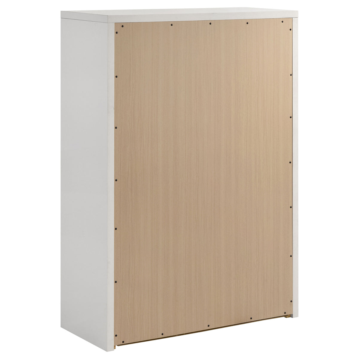 Viana 5-Drawer Chest of Drawers with Chrome Pulls White High Gloss