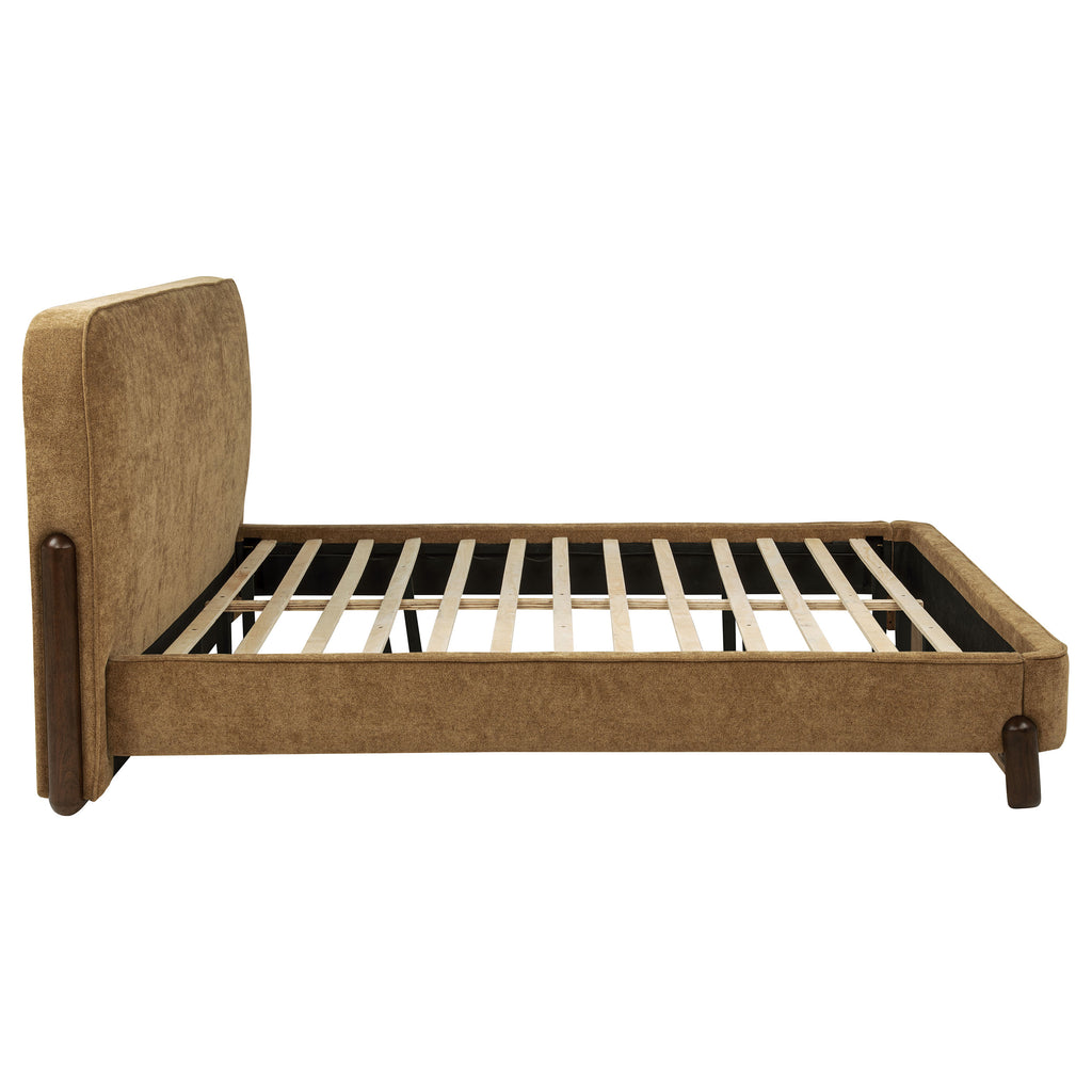 Baldacci Upholstered California King Platform Bed Curry and Walnut