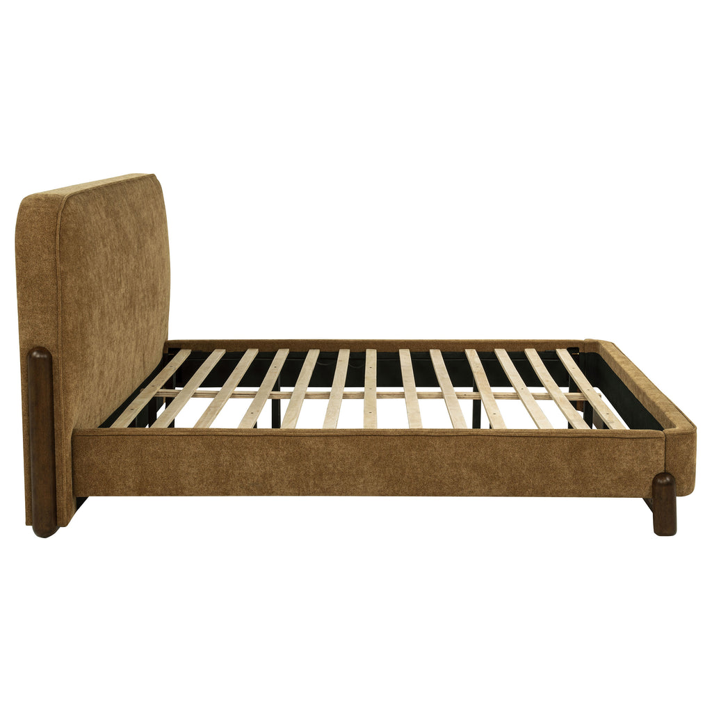 Baldacci Upholstered Eastern King Platform Bed Curry and Walnut